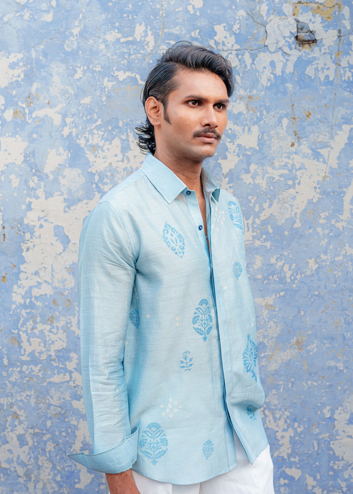 Sky Blue Bandhani Shirt