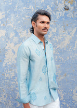 Sky Blue Bandhani Shirt