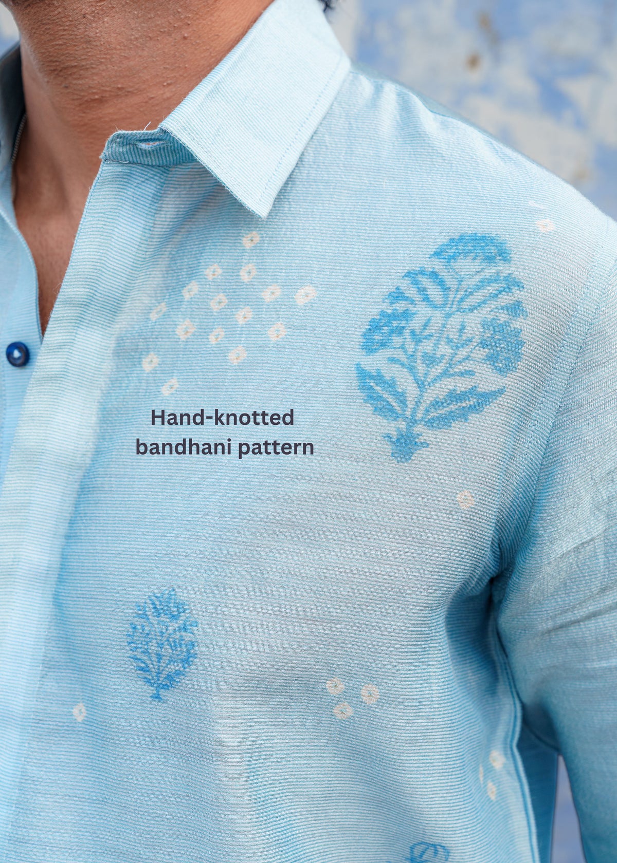 Sky Blue Bandhani Shirt