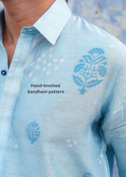 Sky Blue Bandhani Shirt