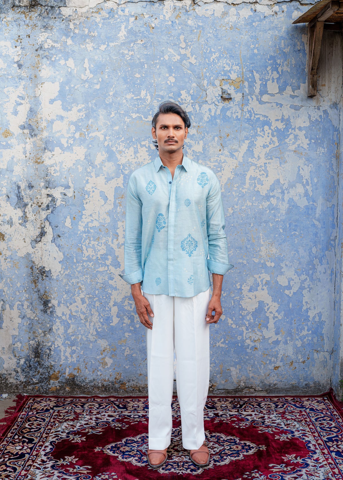Sky Blue Bandhani Shirt